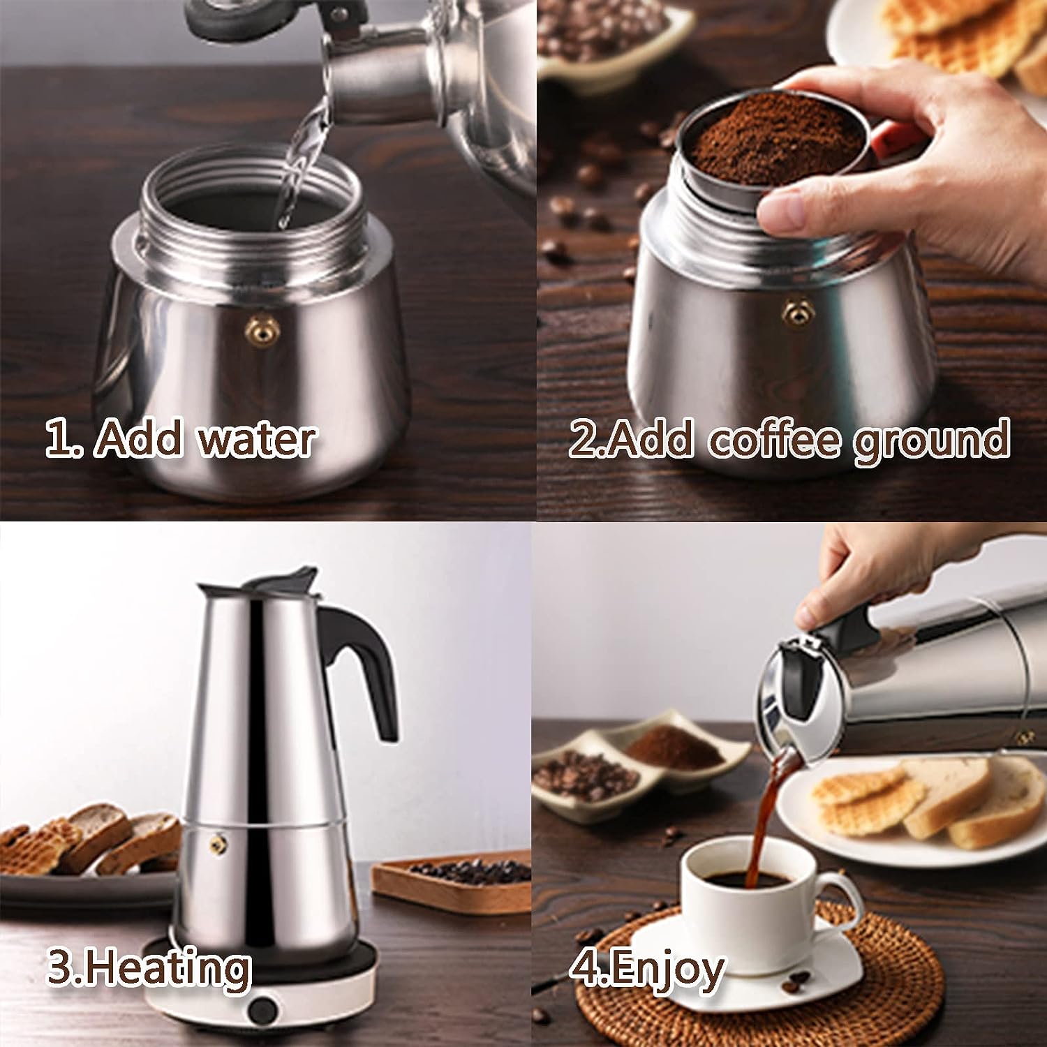 4/6/9 Tasses Moka Pot Caffe Ma - Coffee Equipment For Sale avis et prix
